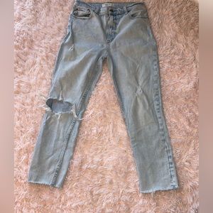 Abercrombie light blue skinny high rise distressed